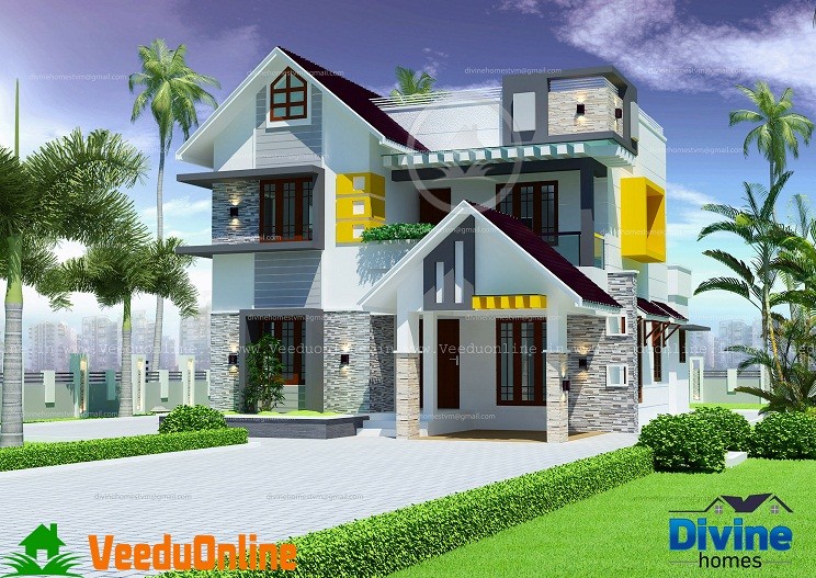 2110 Sq Ft Contemporary Double Floor Home Design