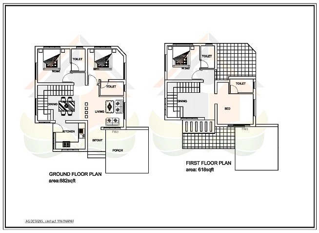 1500 Square Feet Double Floor Budget Villa Home Design