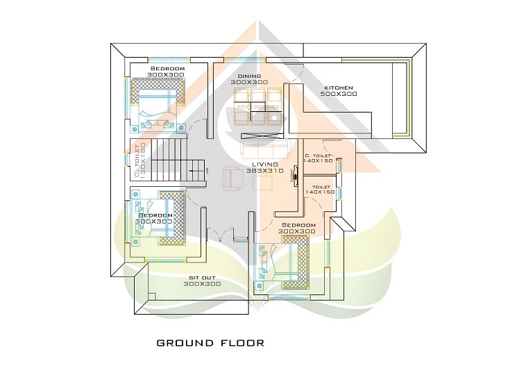 1590 Square Feet Double Floor Contemporary Home Design