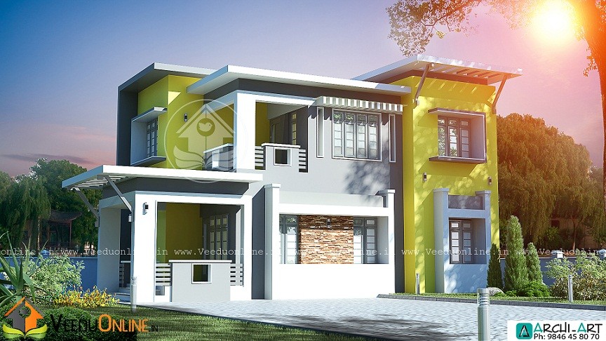 1850 Square Feet 4 BHK Contemporary Budget Home Design