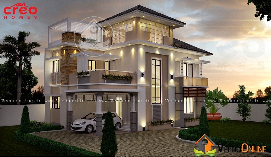 2117 Square Feet Triple Floor Contemporary Home Design