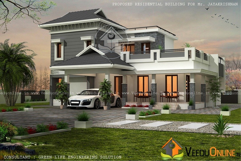 2166 Square Feet Double Floor Contemporary Home Design