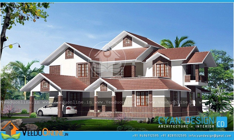3350 Square Feet Sloped Roof Double Floor Budget Home Design