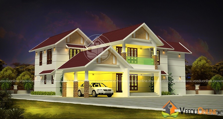 2956 Square Feet Double Floor Fusion Contemporary Home Design