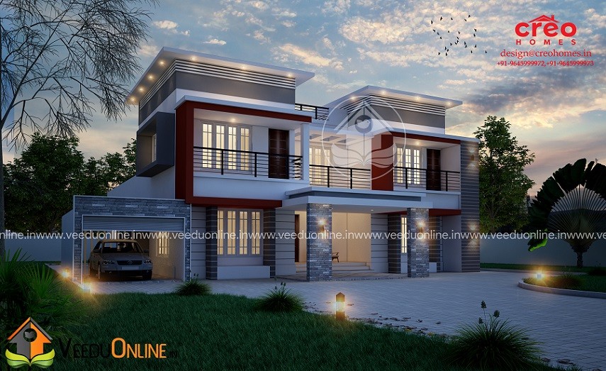 4229 Square Feet 4 BHK Double Floor Contemporary Home Design