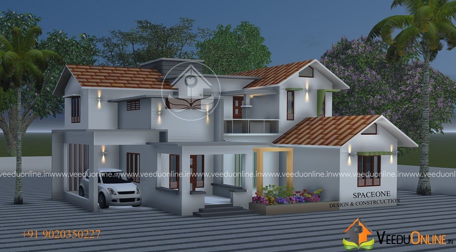 2400 Square Feet Double Floor Modern Traditional Home Design