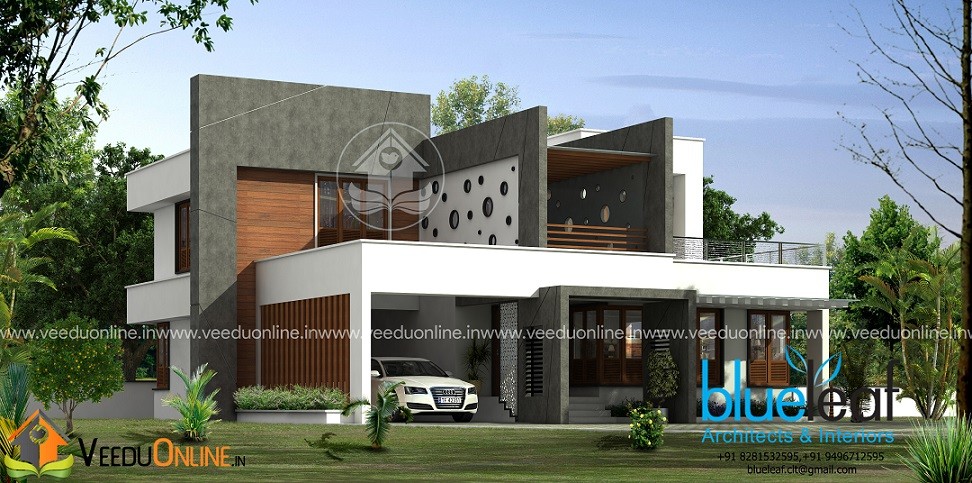 2882 Square Feet Double Floor Flat Roof Home Design