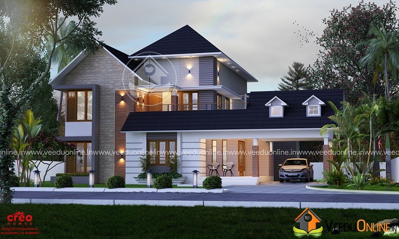 2985 Square Feet 4 BHK Fusion Contemporary Home Design