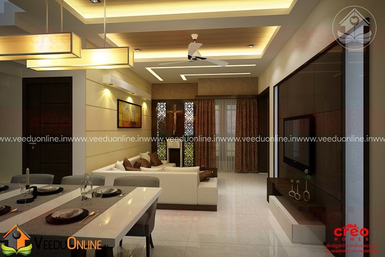 Fabulous Contemporary Home Dining Cum Living Interior Design