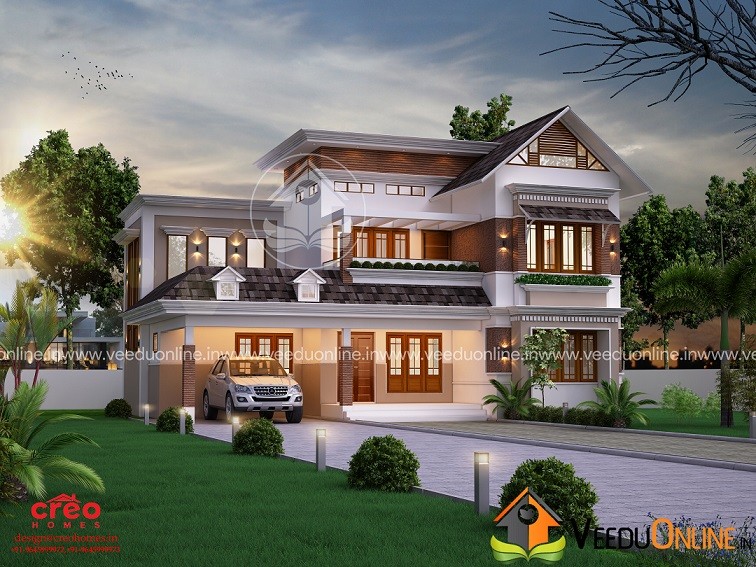 2955 Square Feet Double Floor 4 BHK Contemporary Home Design