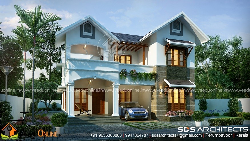 2300 Square Feet Double Floor 4 BHK Contemporary Home Design