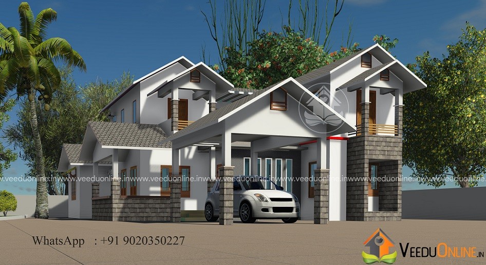 2350 Square Feet Double Floor 4 BHK Traditional Home Design