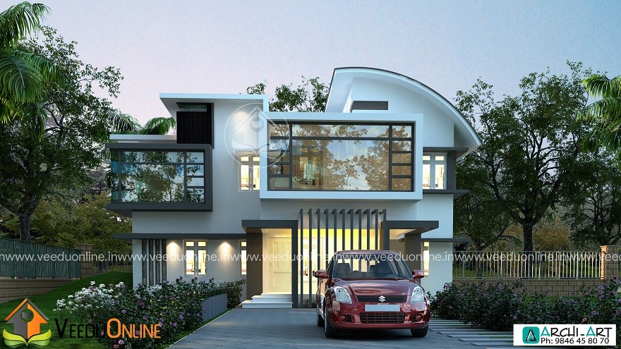 2100 Square Feet Double Floor Contemporary Home Designs