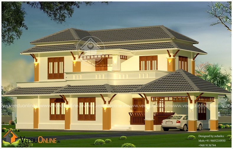 2000 Square Feet Double Floor Traditional Home Design