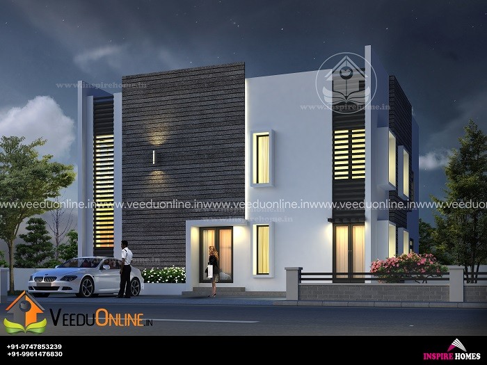 2400 Square Feet Double Floor 4 BHK Modern Home Design