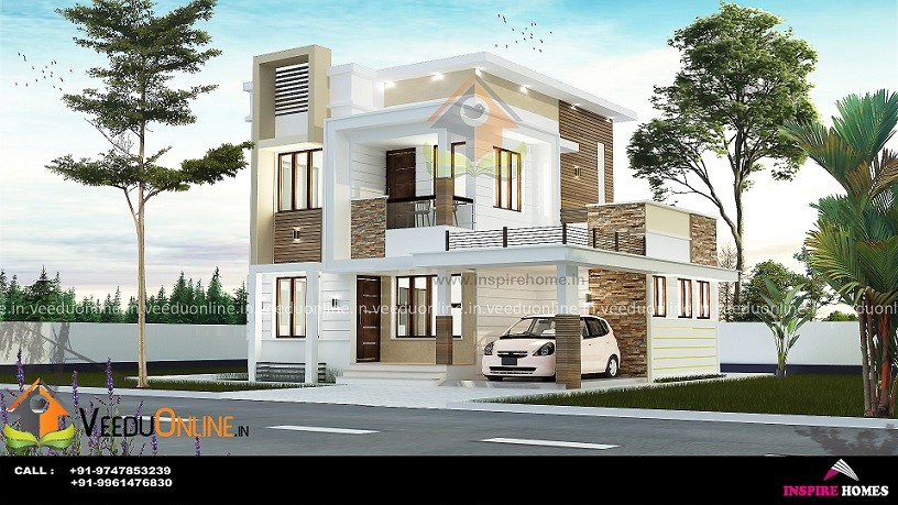 1600 Square Feet Double Floor 4 BHK Modern Home Design