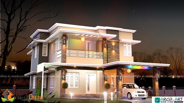 1750 Square Feet Double Floor Contemporary Home Design