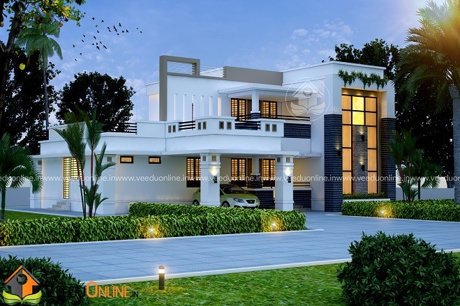 2200 Square Feet Double Floor 4 BHK Modern Home Design