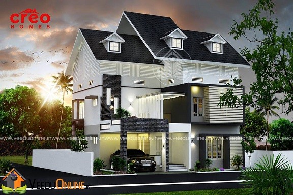 2417 Square Feet Triple Floor Contemporary Home Design