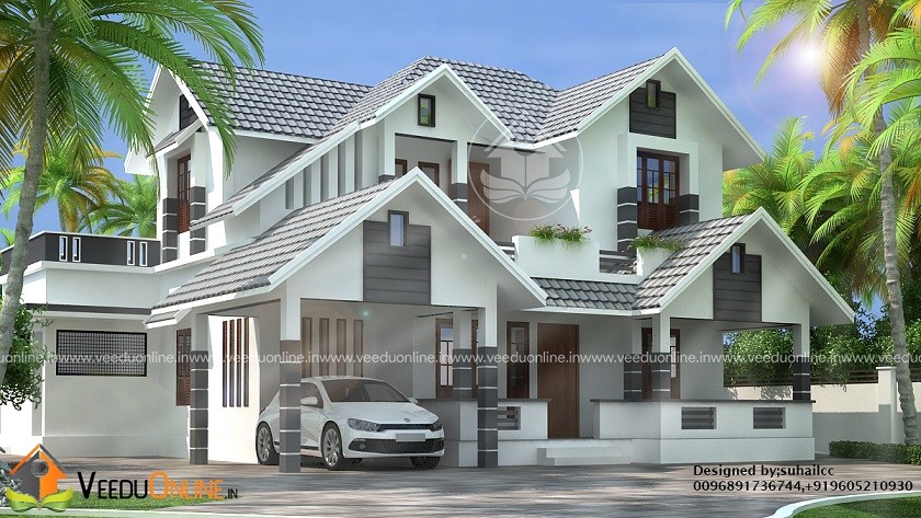 2050 Square Feet Double Floor 4 BHK Modern Home Design