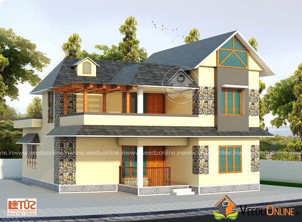 2400 Square Feet Double Floor 4 BHK Modern Home Designs