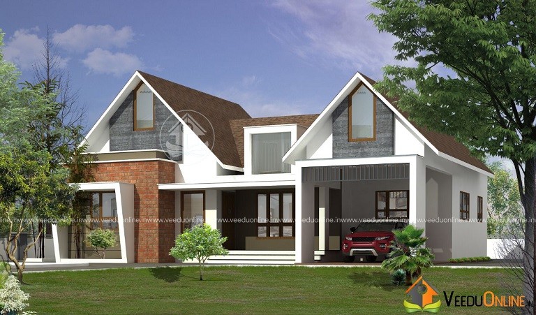 1700 Square Feet Single Floor Colonial Home Design
