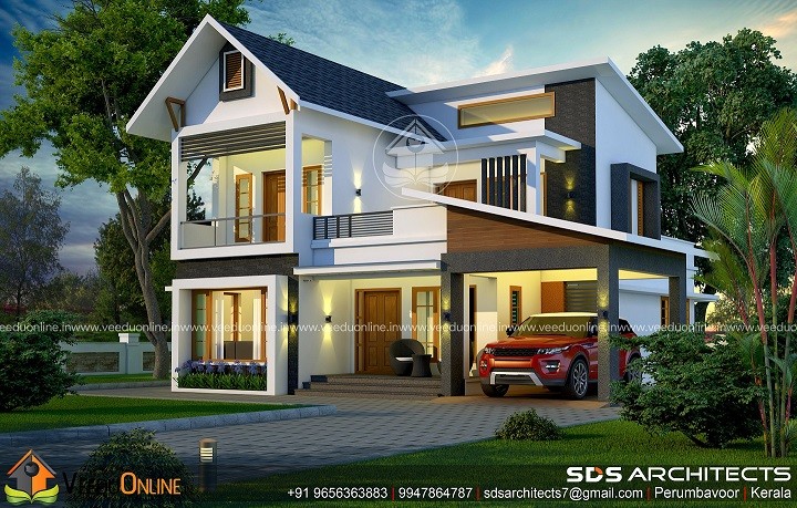 2166 Square Feet Double Floor Contemporary Home Design