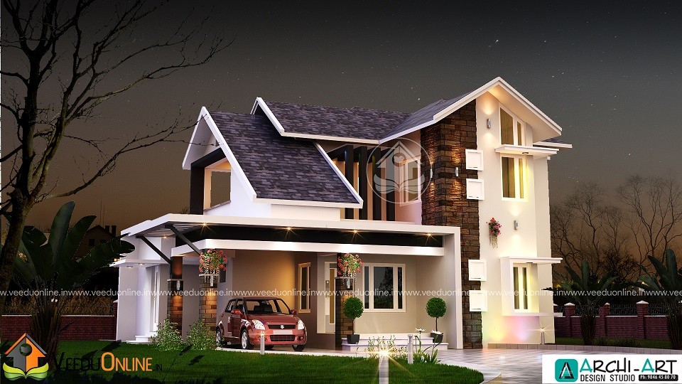 1756 Square Feet Double Floor Contemporary Home Design