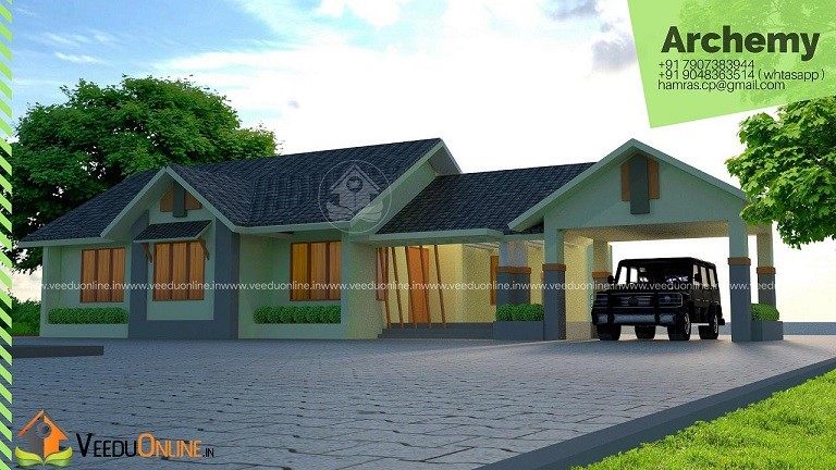 1896 Square Feet Single Floor Contemporary Home Design