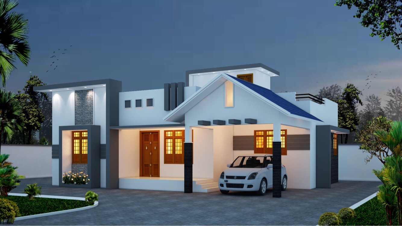 1246 Square Feet Single Floor Contemporary Home Design