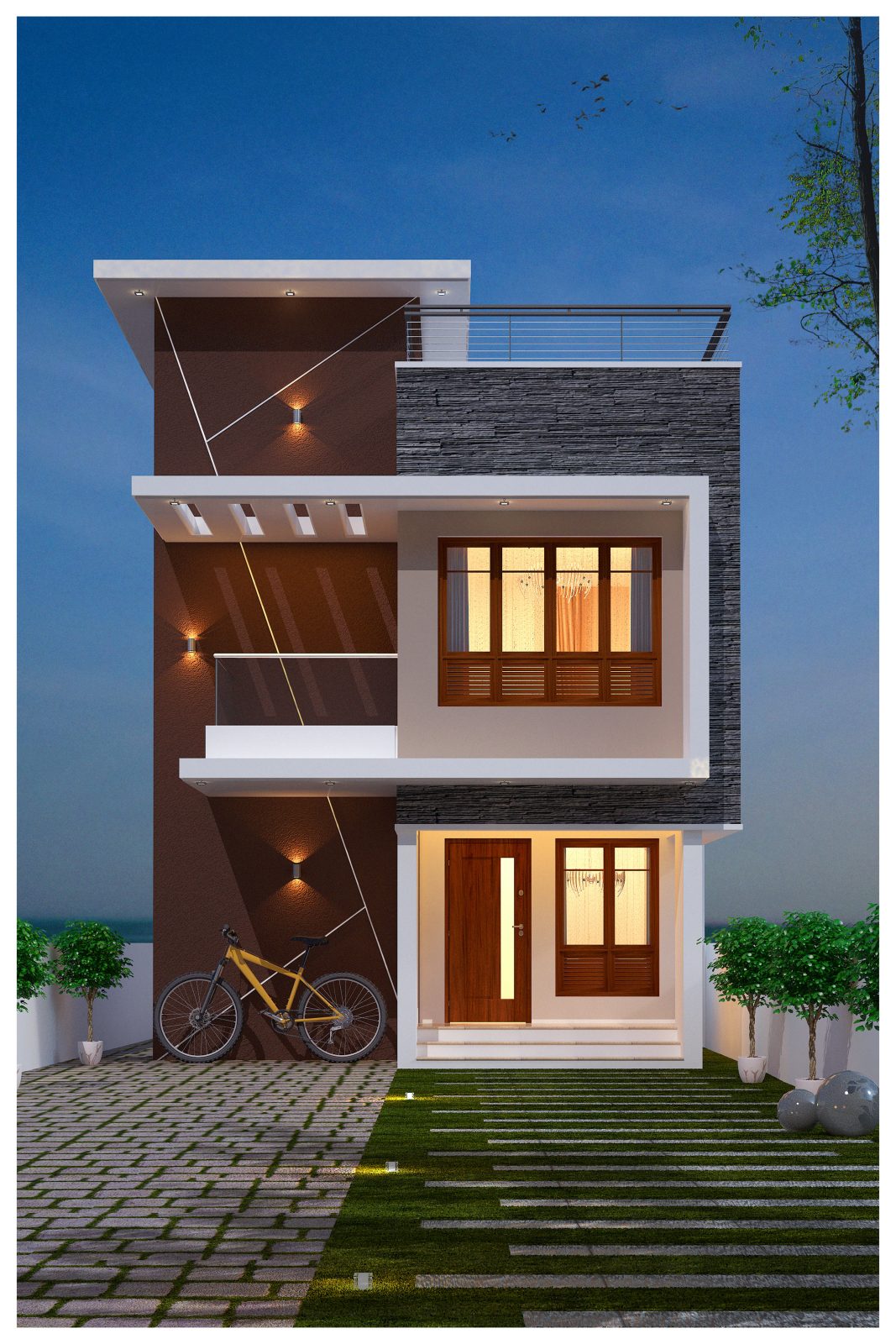 1326 Square Feet Double Floor Contemporary Home Design