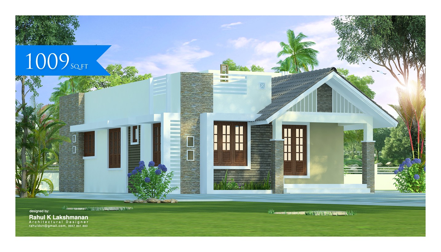 1009 Square Feet Single Floor Contemporary Home Design