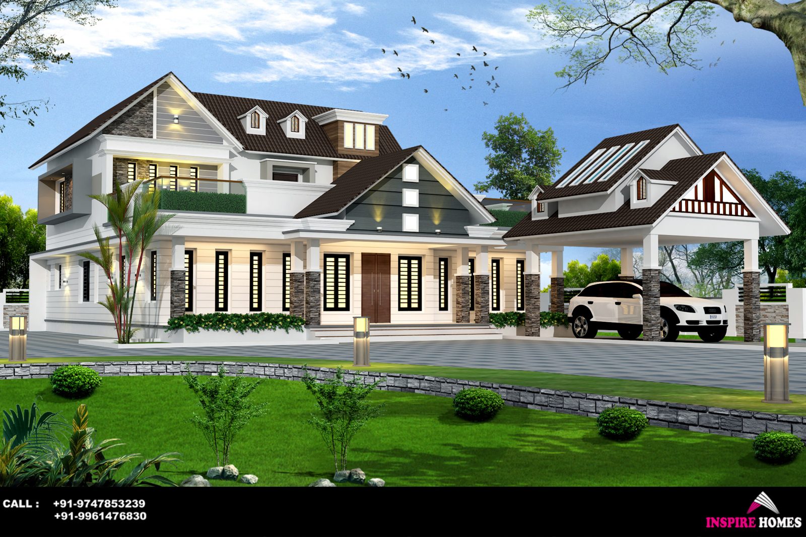 Double Floor European Style Nalukettu Home Design