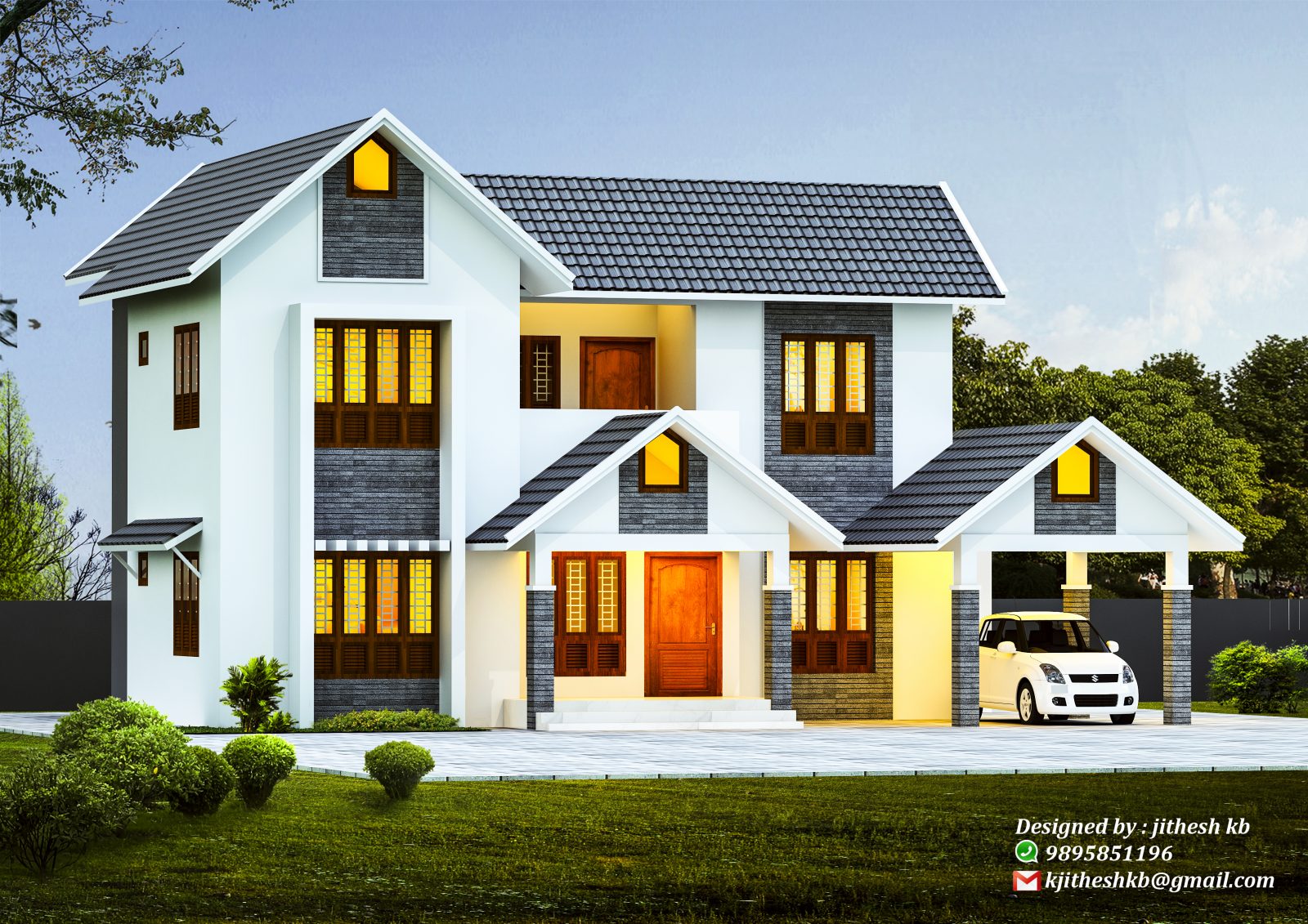 2130 Square Feet Double Floor Semi Contemporary Home Design