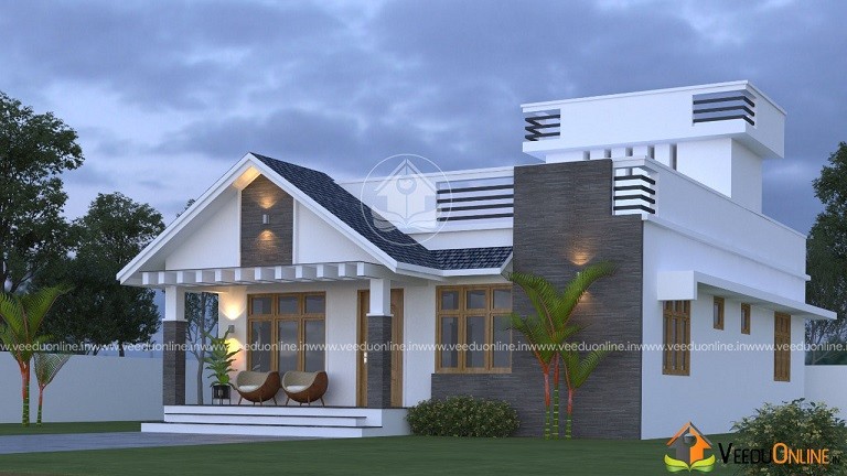 1300 Square Feet Single Floor Mixed Fusion Home Design