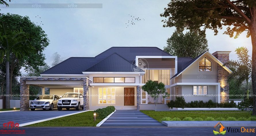 3189 Square Feet Single Floor Contemporary Home Design