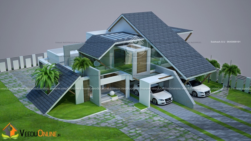 2400 Square Feet Contemporary Double Floor Home Design