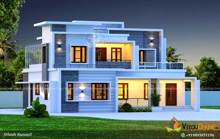 2500 Square Feet Contemporary Double Floor Home Design