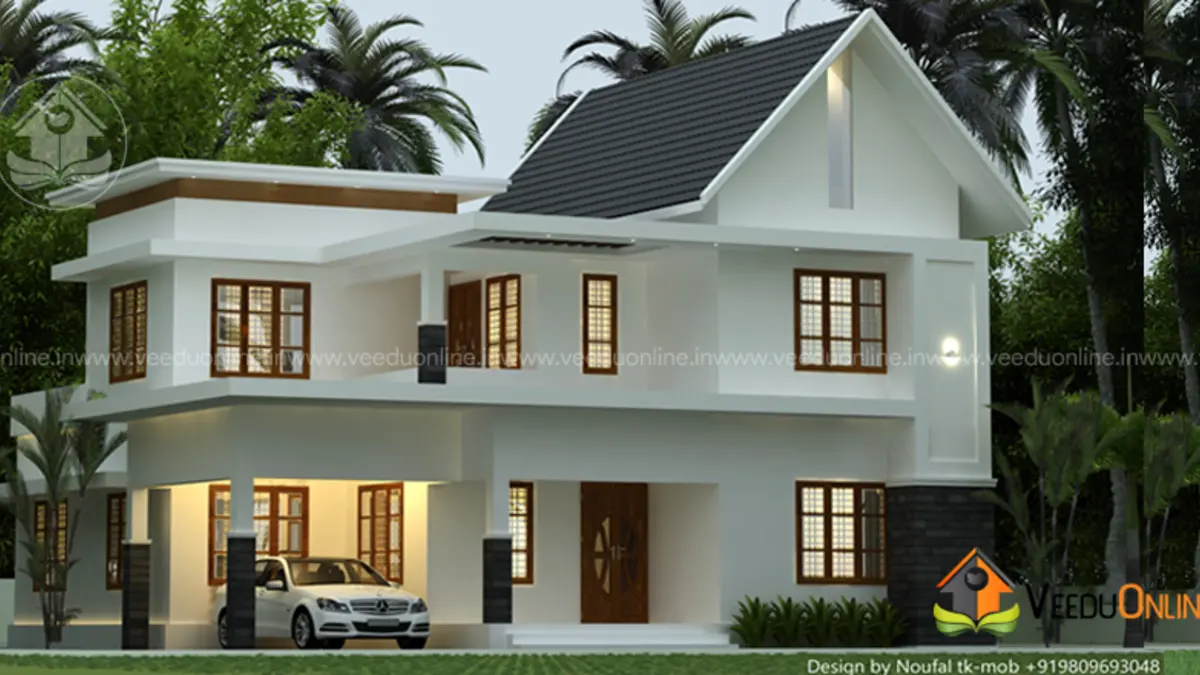 Kerala home plan 2000 sq ft double floor contemporary 4 bedroom house