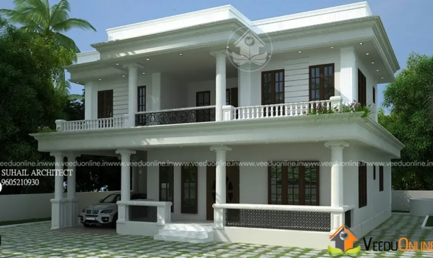 4 Bedroom House 1800 Sq Ft: Elegant Pillared Kerala Home