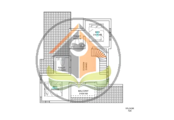 First floor plan of 2200 sq ft 4BHK house