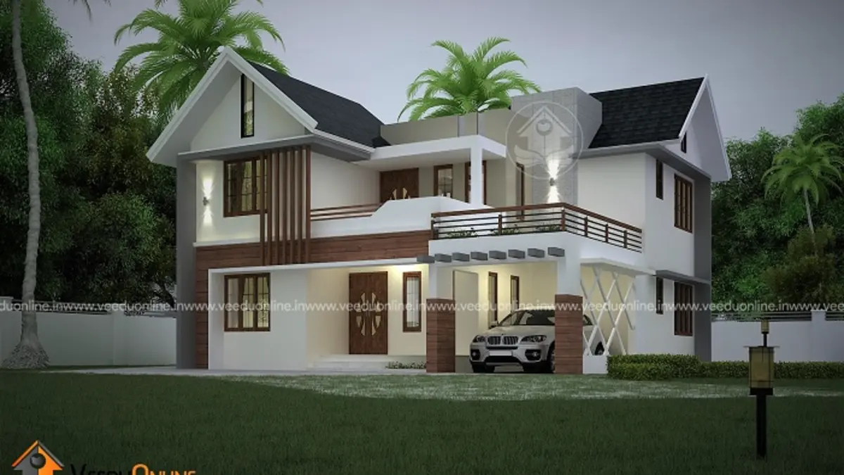 5 cent house plan 1400 sq ft compact 4BHK double floor Kerala home