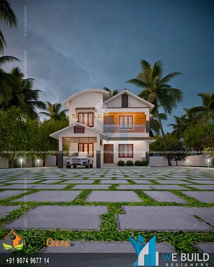 Front view of 4 bedroom house with paved yard