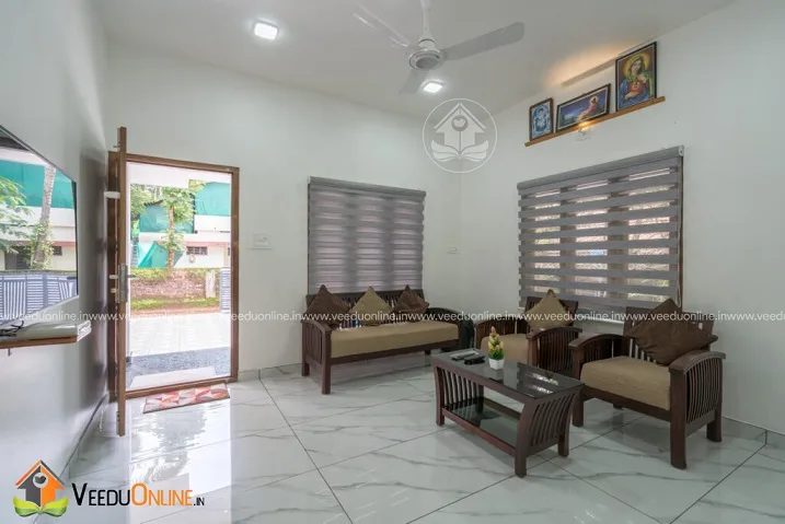 Living room seating near entrance door