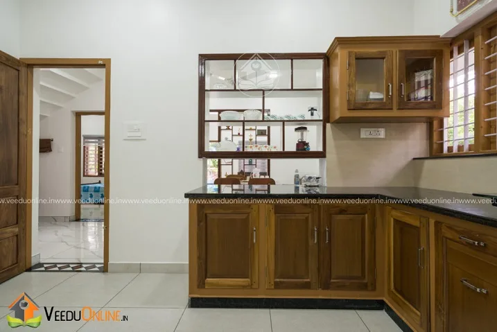 Kitchen with wooden wall cabinets