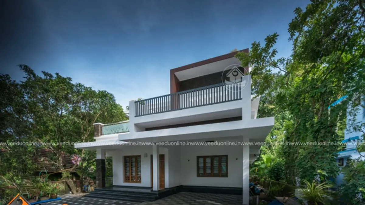 Angamaly house design 1931 sq ft modern double floor home at night