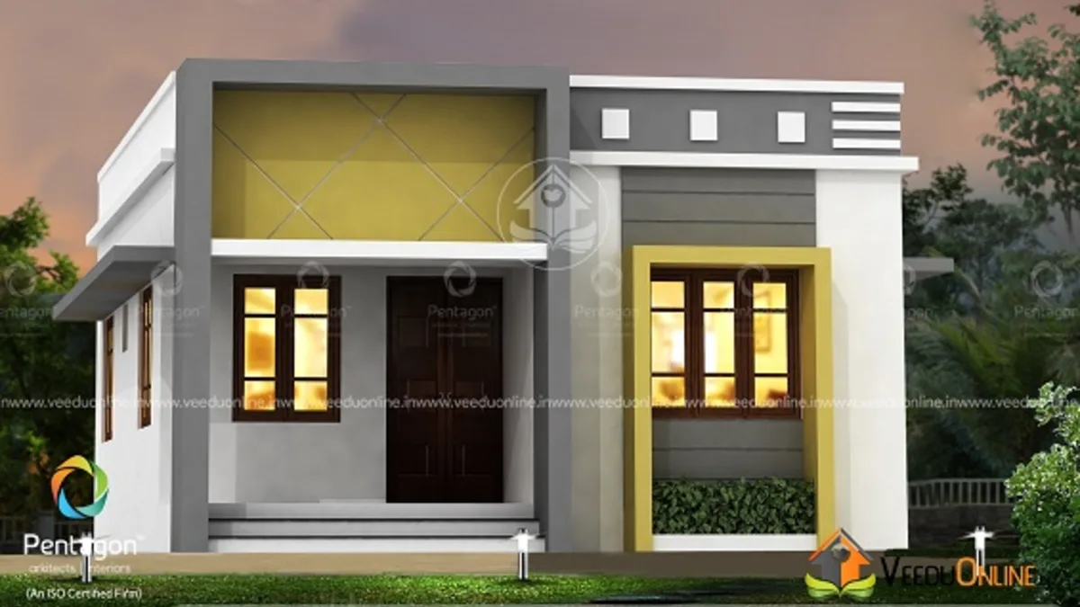 Budget 2 bedroom house 698 sq ft modern single floor Kerala home