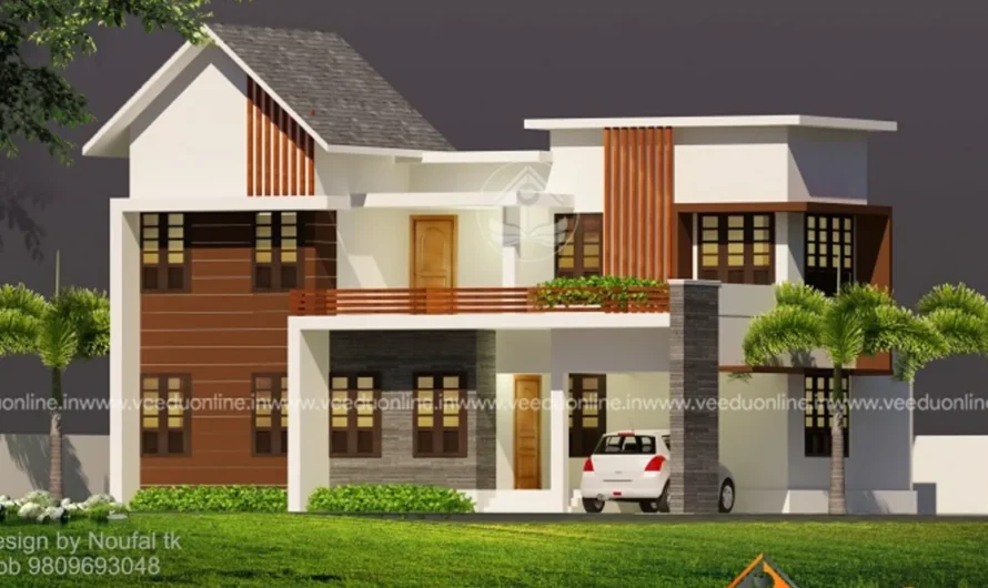 Double Storey House Plan 1640 Sq Ft: Elegant 4BHK Kerala Home