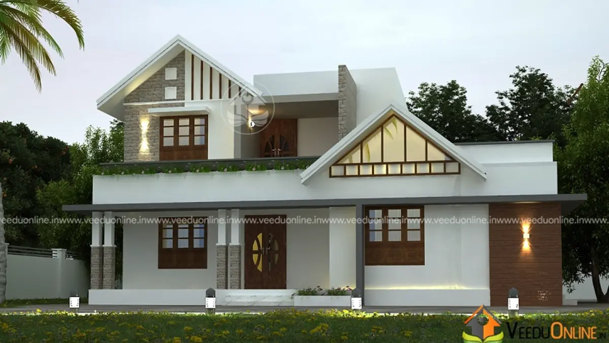 Kerala house design 2300 sq ft elegant 4BHK double floor home
