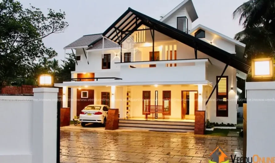 Kerala House With Double Height Living 2550 Sq Ft on 10 Cents